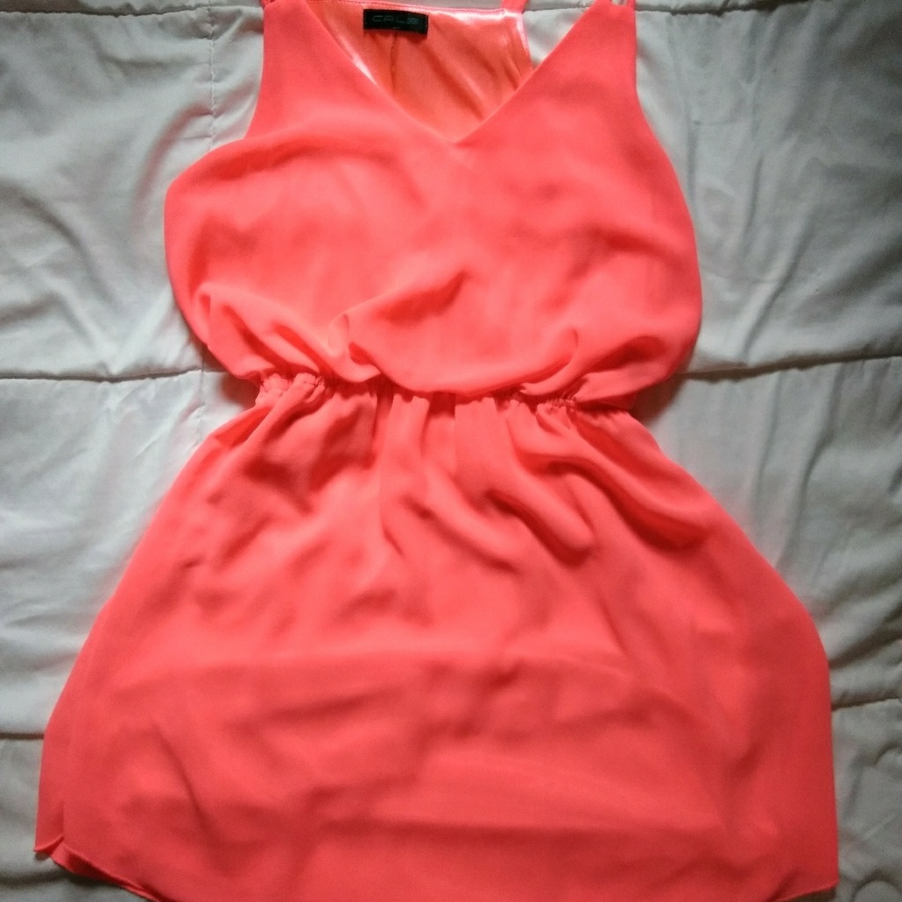 Hot Coral Summer Sundress - Picture 1 of 6